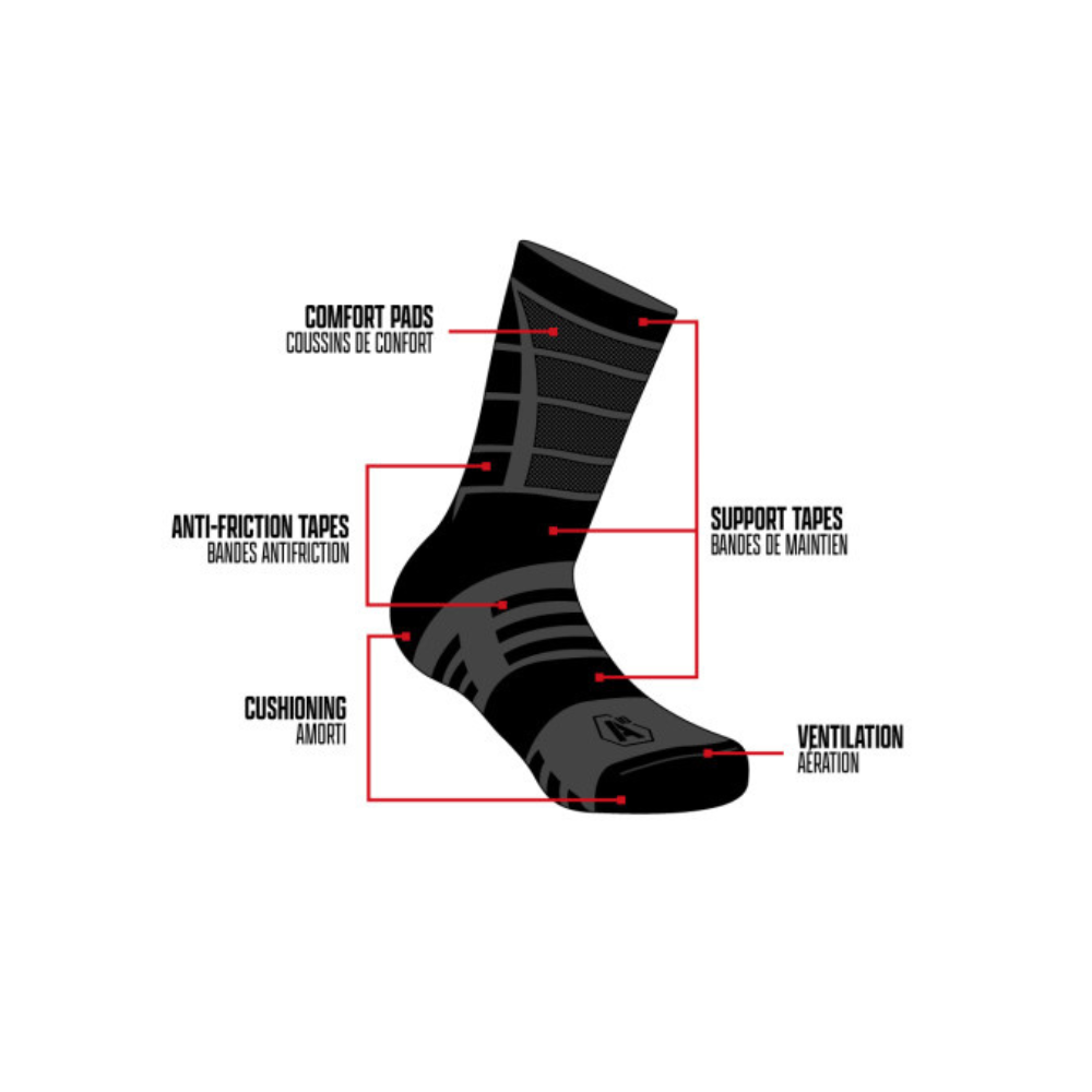 Chaussettes Impact 7 pouces d'été de A10 Equipment avec isolation thermique et propriétés antibactériennes