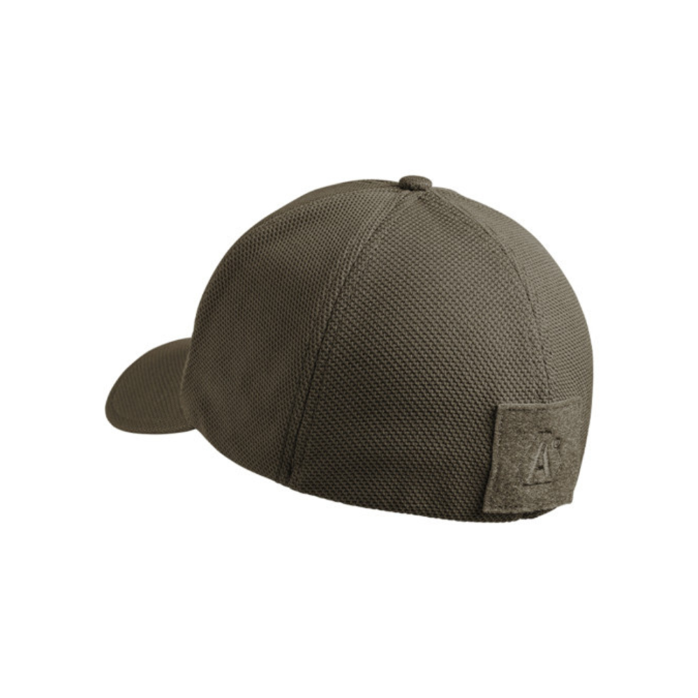Balise alt : Casquette Stretch Fit Airflow de A10 Equipment en tan, 100% polyester, tailles S/M et L/XL, avec ajustement optimal et respirabilité grâce à la technologie Stretch Fit et au tiss