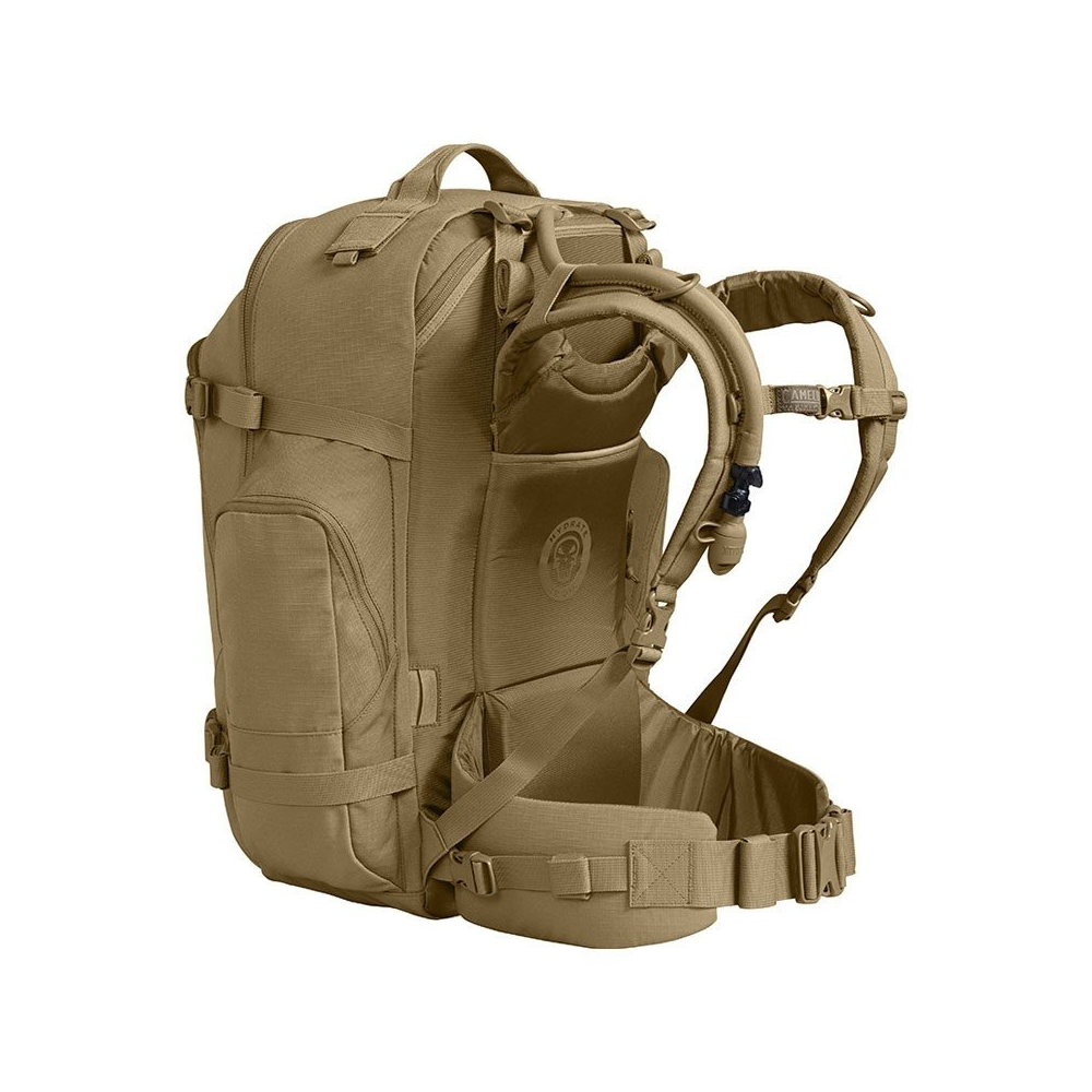 Sac à dos BFM Crux 3L Coyote de Camelbak, spacieux avec 47 litres de chargement, harnais réglable Futura, passants MOLLE Mountain pour équipement supplémentaire,