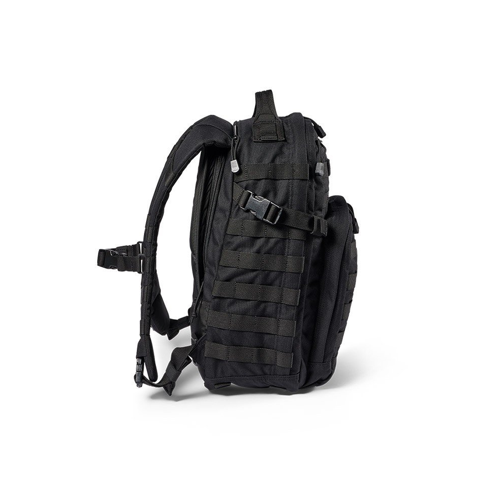 Petit sac à dos tactique noir Rush 12 2.0 de 5.11 avec de nombreux compartiments, résistant à l'eau, idéal pour les missions et les treks d'une journée
