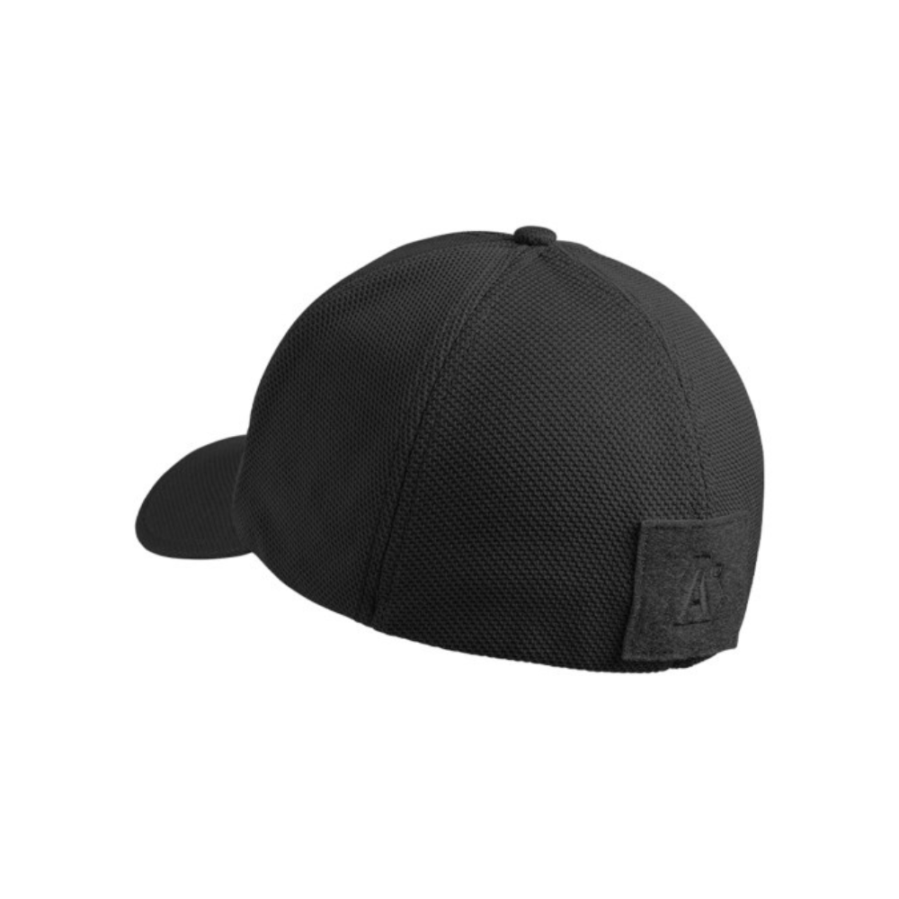La casquette Stretch Fit Airflow d'A10 Equipment en polyester respirant de couleur tan, disponible en tailles S/M et L/XL avec technologie d'ajustement optimal.