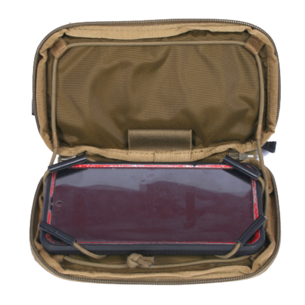 Poche MOLLE admin pour téléphone en tissu Cordura 1000D avec fixation MOLLE, support velcro et maintien élastique, par Retex Solution