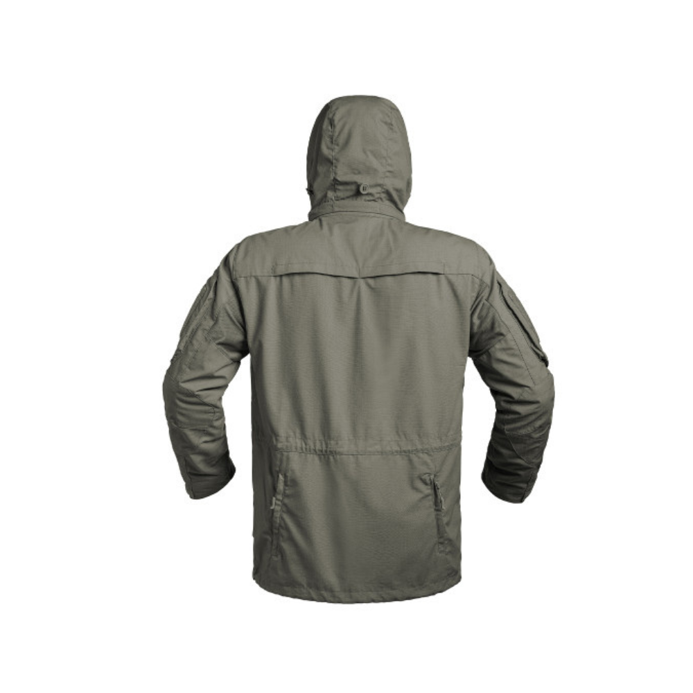 Veste longue résistante et fonctionnelle FIGHTER de A10 EQUIPMENT en tissu Ripstop avec capuche amovible et nombreuses poches