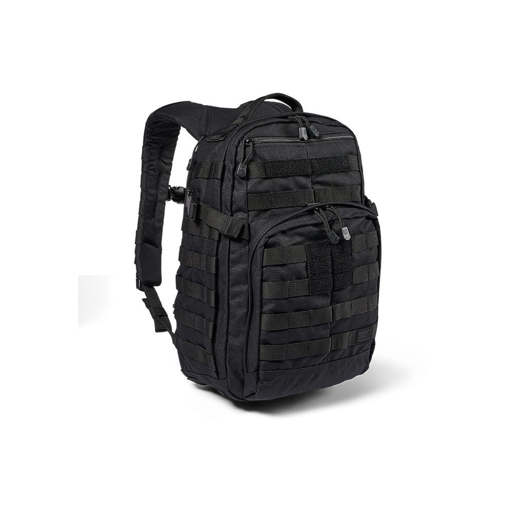 Petit sac à dos tactique Rush 12 Noir 2.0 par 5.11, résistant à l'eau, avec nombreux compartiments, poche pour ordinateur portable et système de soutien Back-Up Belt.