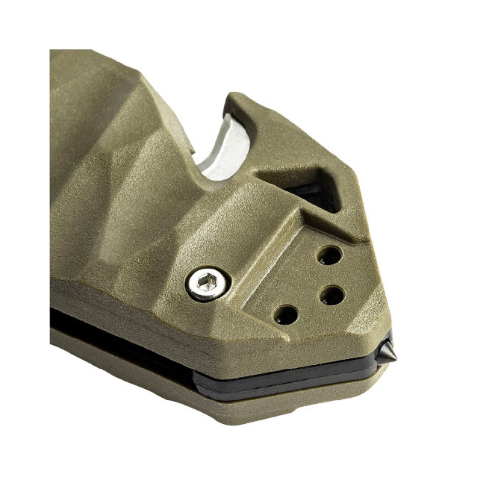 Édition Vengeur du couteau pliant Cac S200 avec lame semi-crantée, coupe-sangle et manche toxifié PA6, fabriqué en France par Tarrerias-Bonjean, disponible