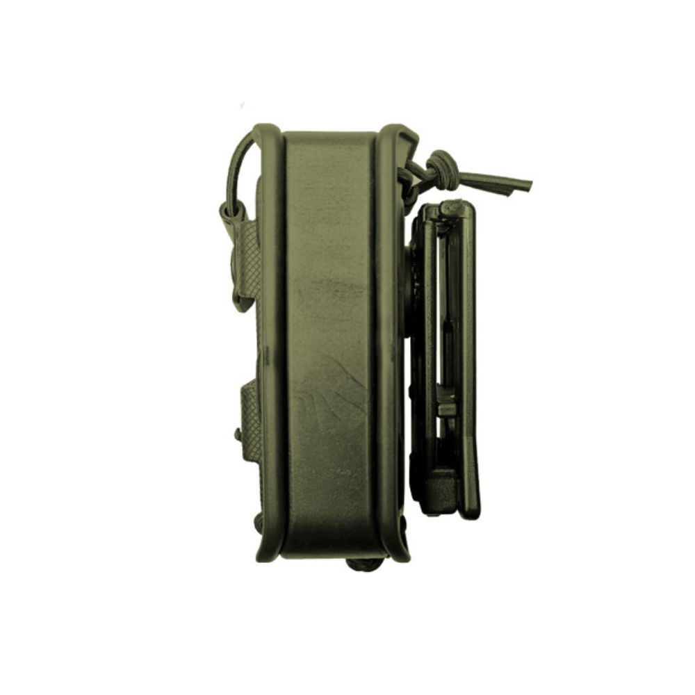 Porte-radio BOUNGY 8BL19 de VEGA en polymère thermo-moulé, compatible avec toutes les radios jusqu'à 5,5 cm de largeur, avec élastique de maintien réglable et fixation