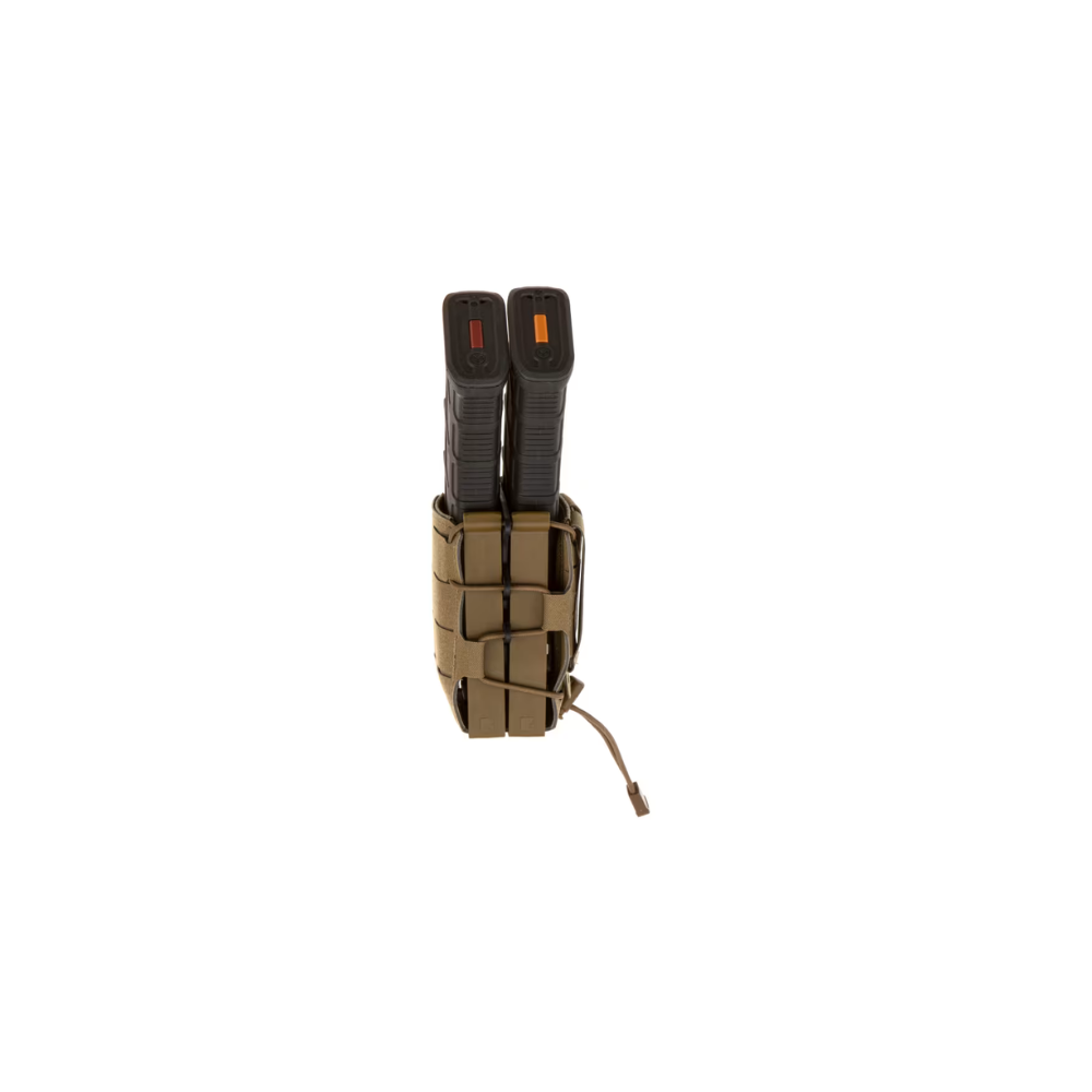 Porte-chargeur double 5.56 / AK Speedpouch LC Coyote de Clawgear, équipement en nylon léger et durable avec cadre de rétention en plastique et découpes laser MOLLE pour emp