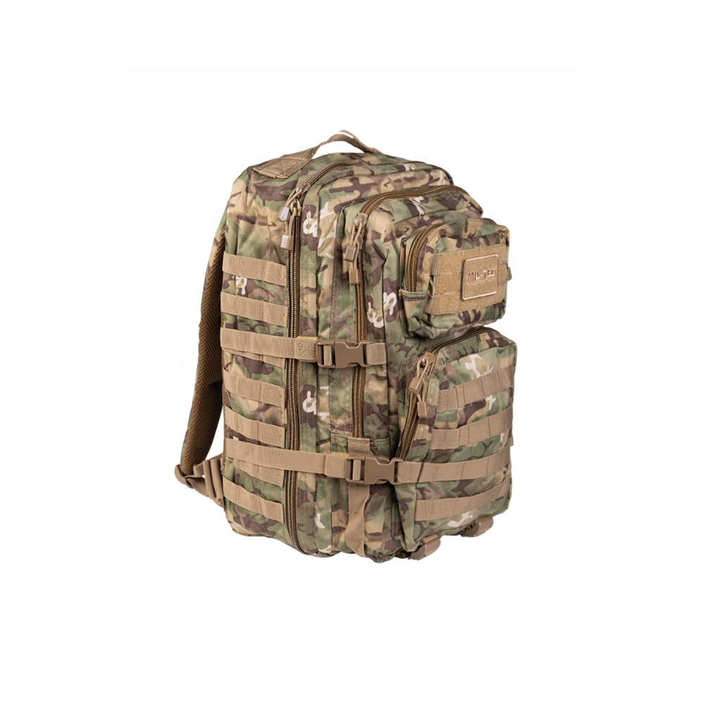 Sac à dos militaire US Assault Large 36L de Mil-Tec, en polyester, avec renforts de dos et épaulettes en mousse EVA, divers compartiments et fixations-Molle.