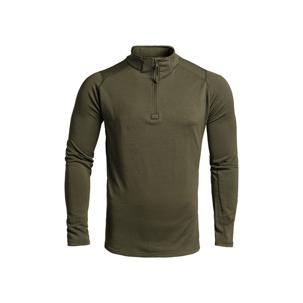 Le sweat zip Thermo Performer de A10 Equipment, idéal pour les températures de -10°C à -20°C, offrant une excellente isolation thermique grâce à sa doublure polaire Fleece Tech S