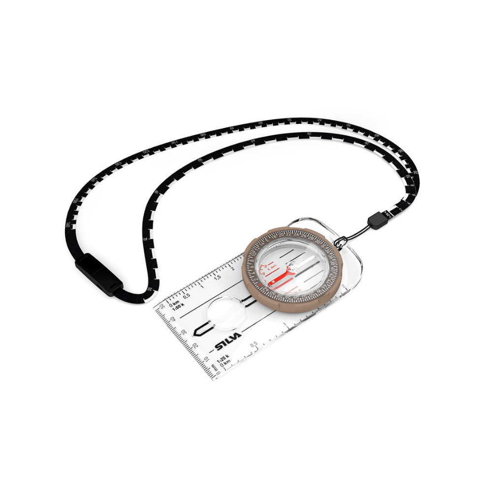 Boussole lumineuse Ranger 4-6400 de Silva pour la randonnée et le trekking avec aiguille phosphorescente, graduation en 6400 millièmes, lignes d'orientation nord/sud et ét