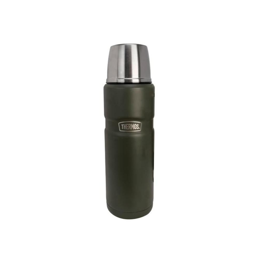 Verte bouteille isotherme THERMOS KING 0.47L avec double paroi isolante et design compact et léger