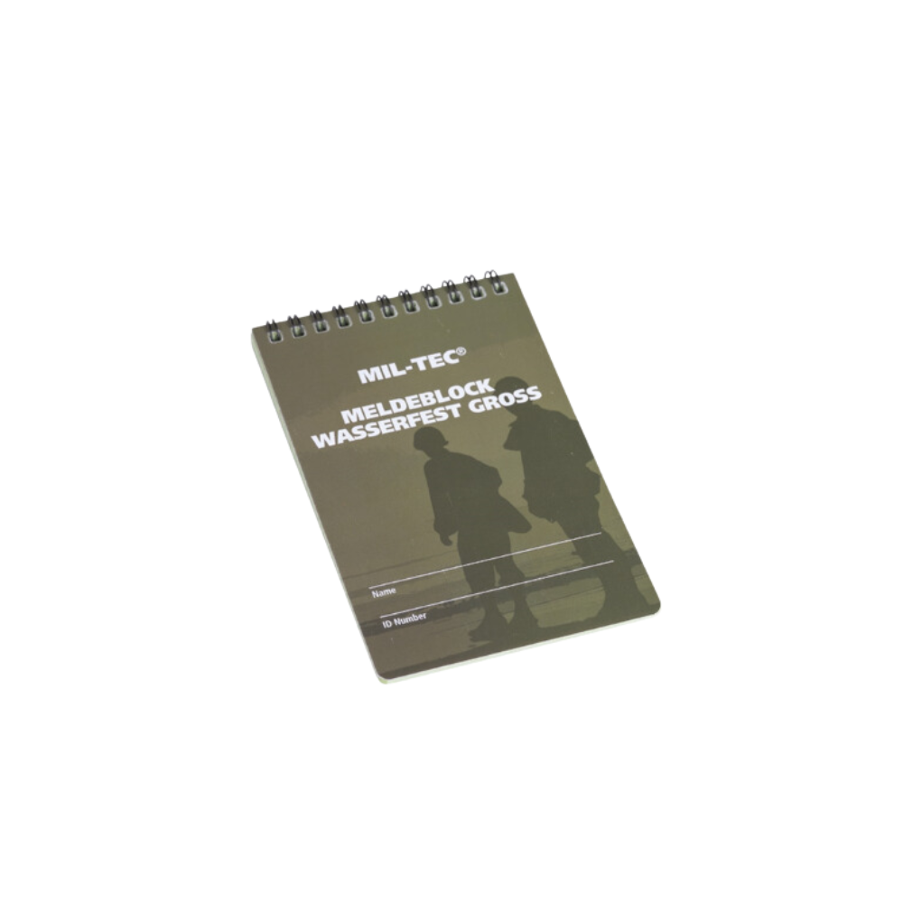 Grand carnet étanche vert olive Mil-Tec avec pages imperméables