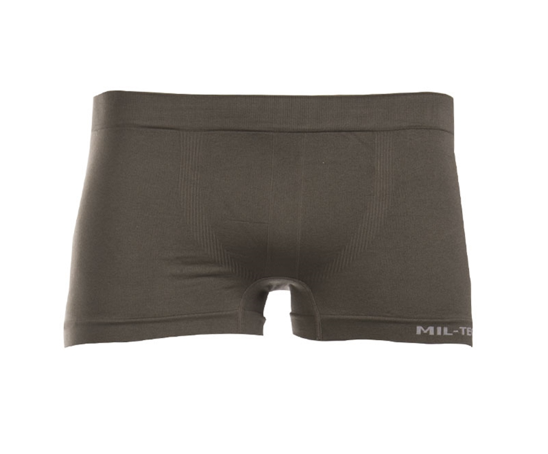 Alt: Caleçon boxer sport vert olive de Mil-Tec, 92% nylon, 8% élasthanne, confortable, moulant, léger, flexible et à séchage rapide