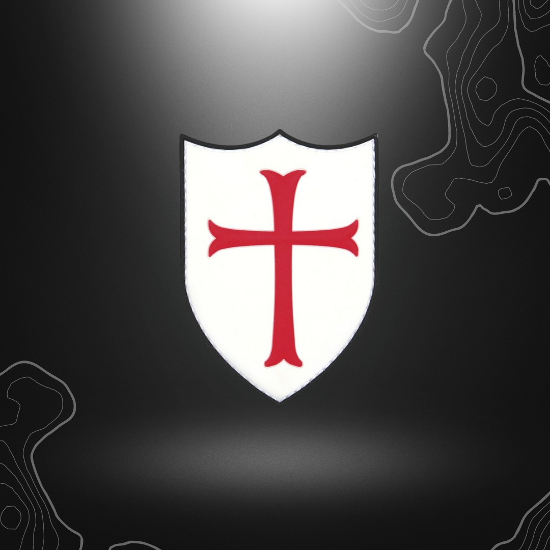 Patch en PVC représentant une croix templier blanche