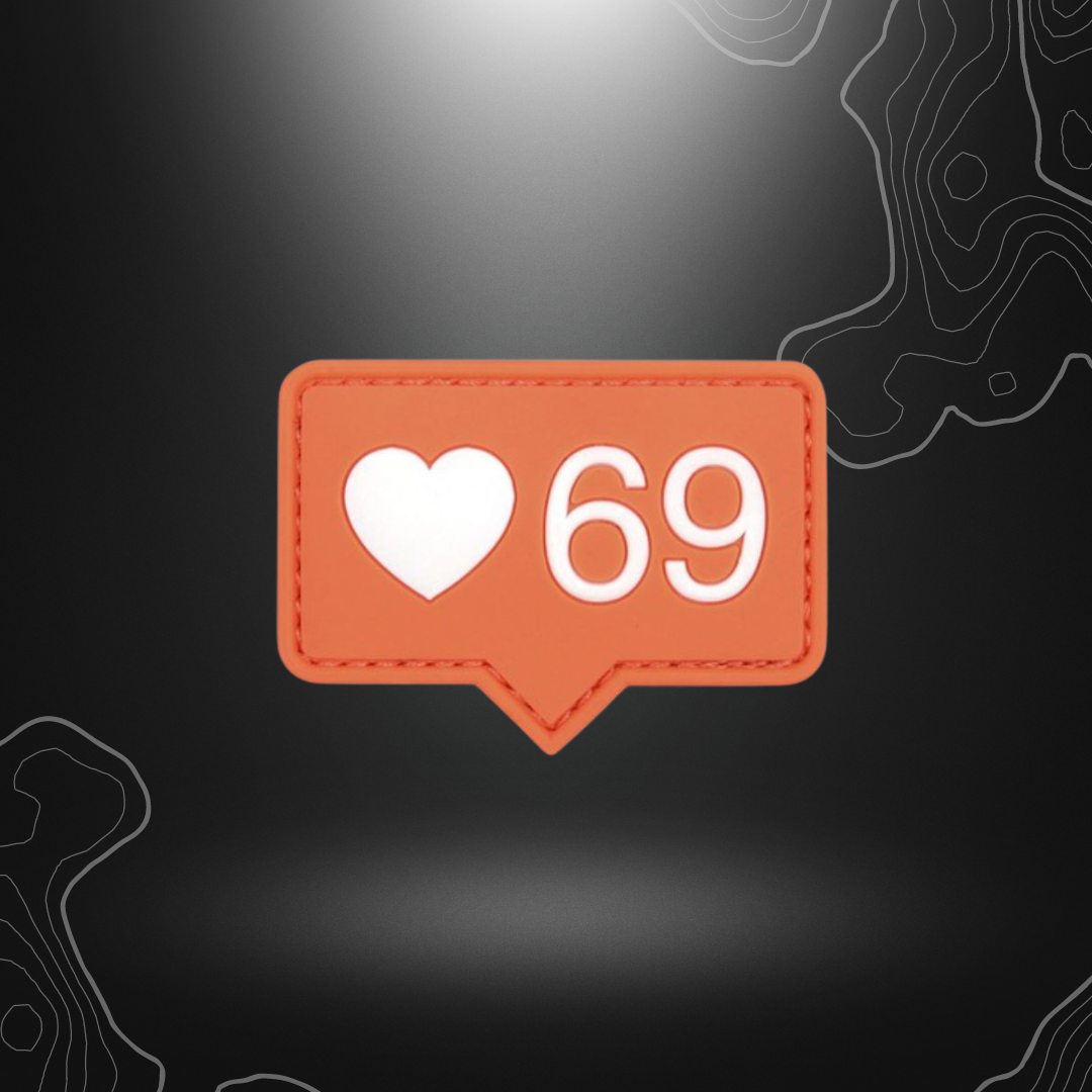 Orange PVC Patch Love 69 design