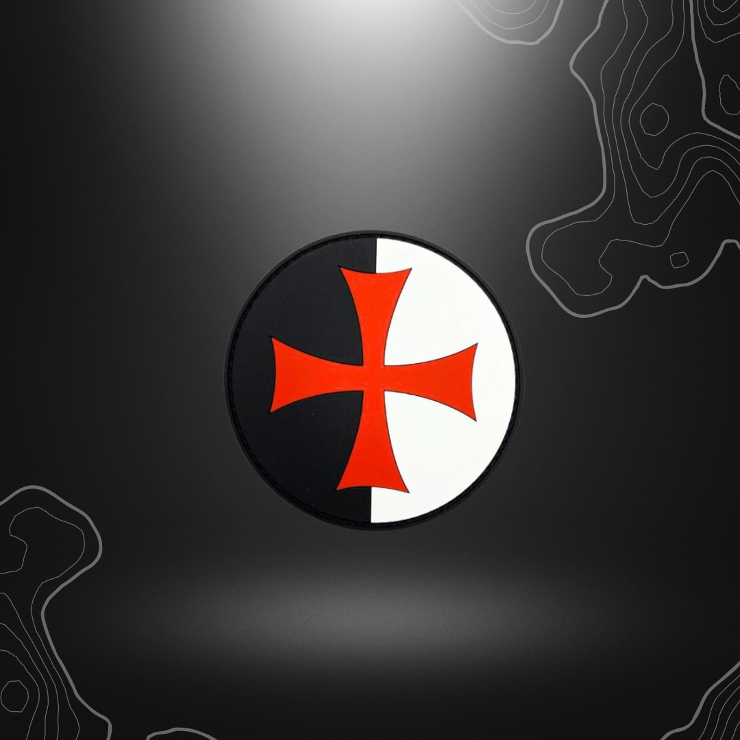 Patch rond en PVC représentant le blason des Templiers