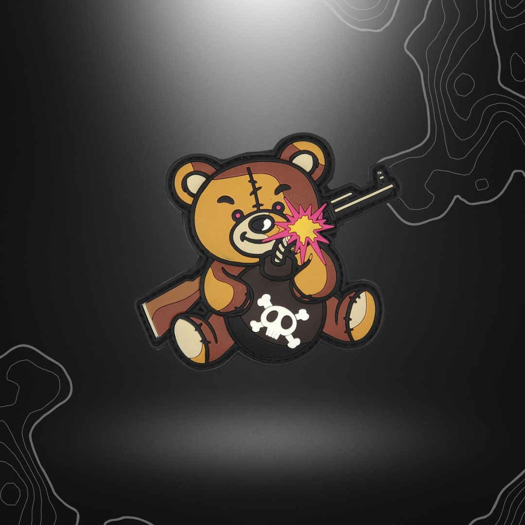 Patch Teddy Terror en PVC de couleur marron