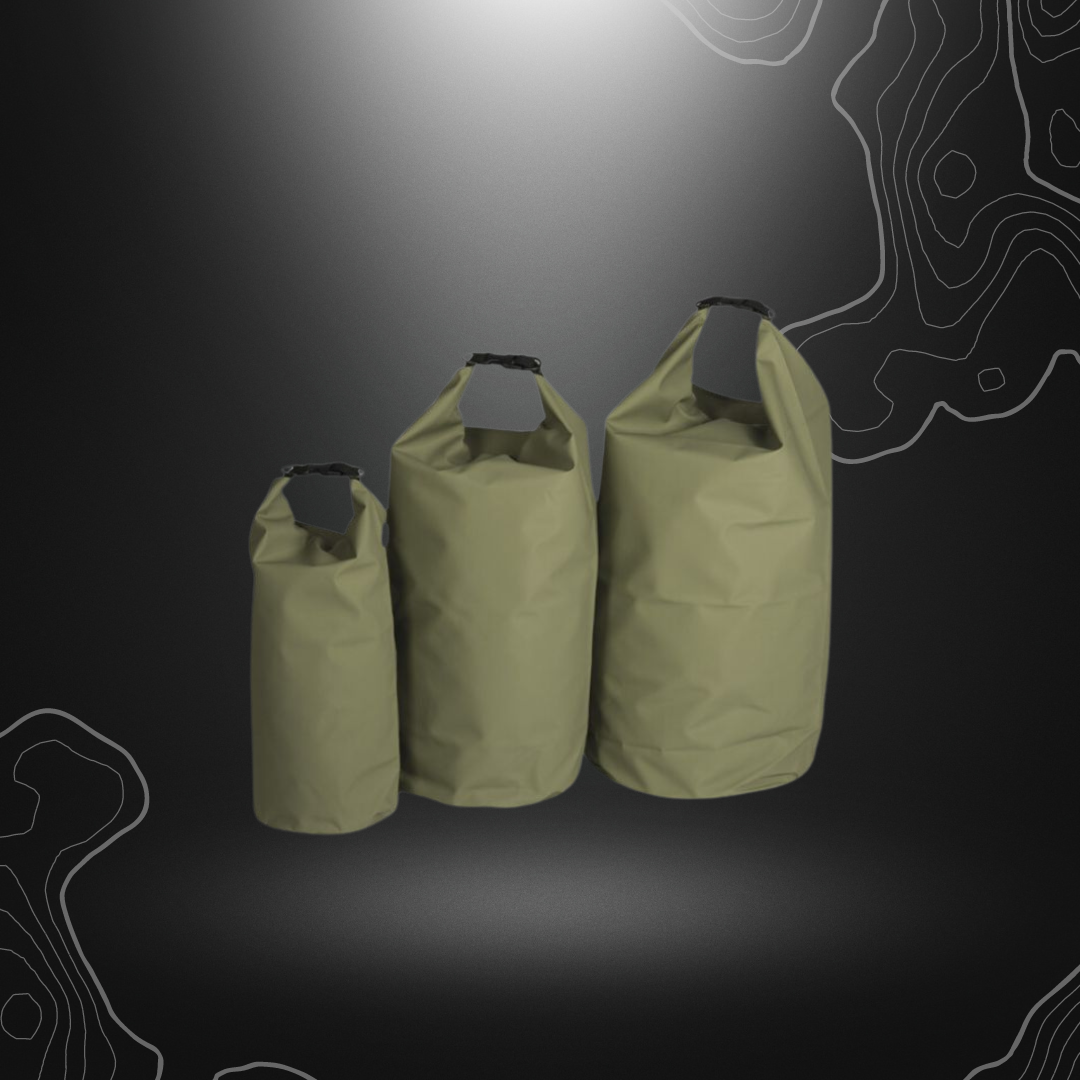 Mil-Tec sac étanche transport 30L vert olive en chlorure de polyvinyle et polyester avec fermeture nylon, anti-abrasif et anti-dérapant, fermeture imperméable et boucle avec