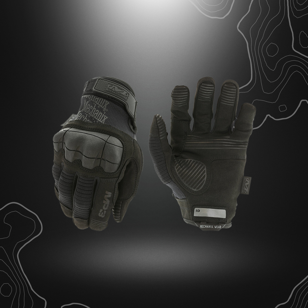 Gants d'intervention coqués M-Pact 3 noirs de Mechanix pour Armées et Forces de l'Ordre avec tissu respirant et protection articulations