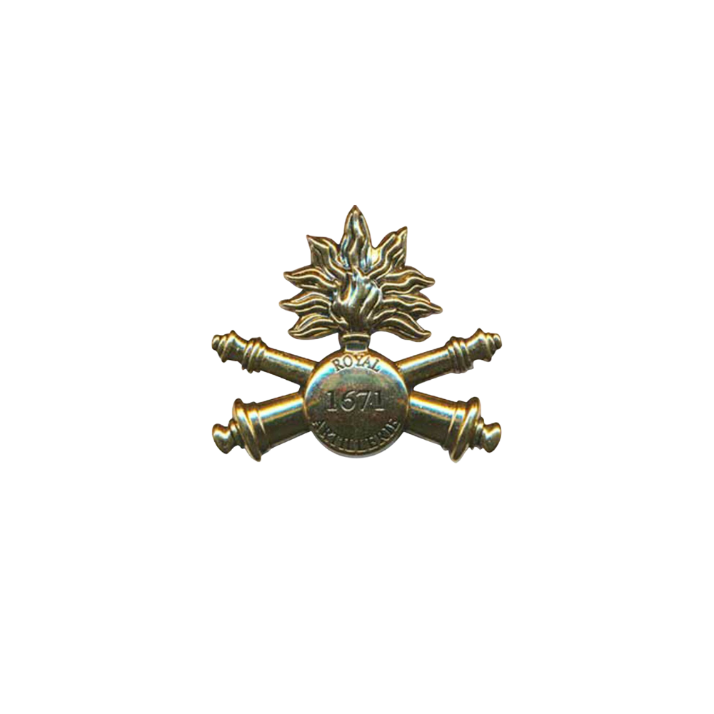 Alt : Insigne doré de béret du 1er Régiment d'Artillerie