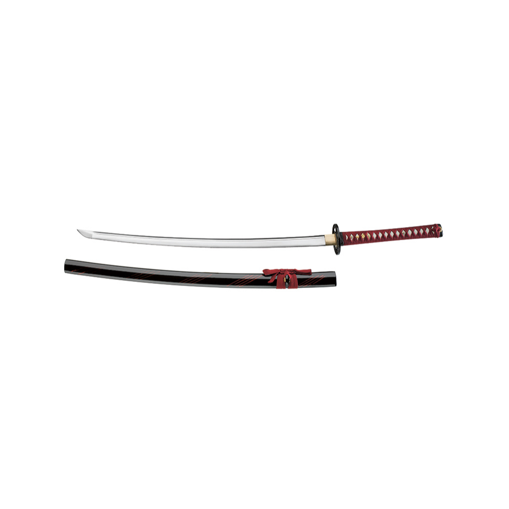 Katana décoratif Rouge Samourai 05ZS579 de Böker Magnum avec manche en peau de raie blanche et tressage rouge traditionnel