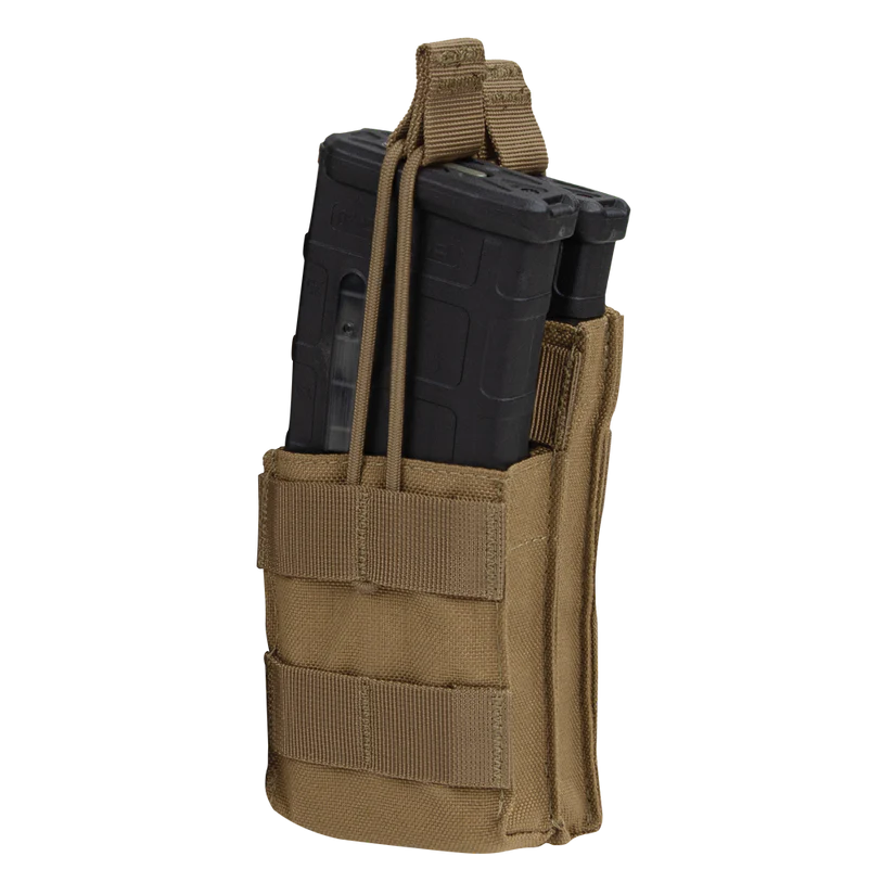 Porte-chargeurs double fusil MA42-498 Tan de Condor Outdoor avec sangle avant pour attaches supplémentaires, compatible MOLLE et capable de contenir 2 chargeurs AR/M4