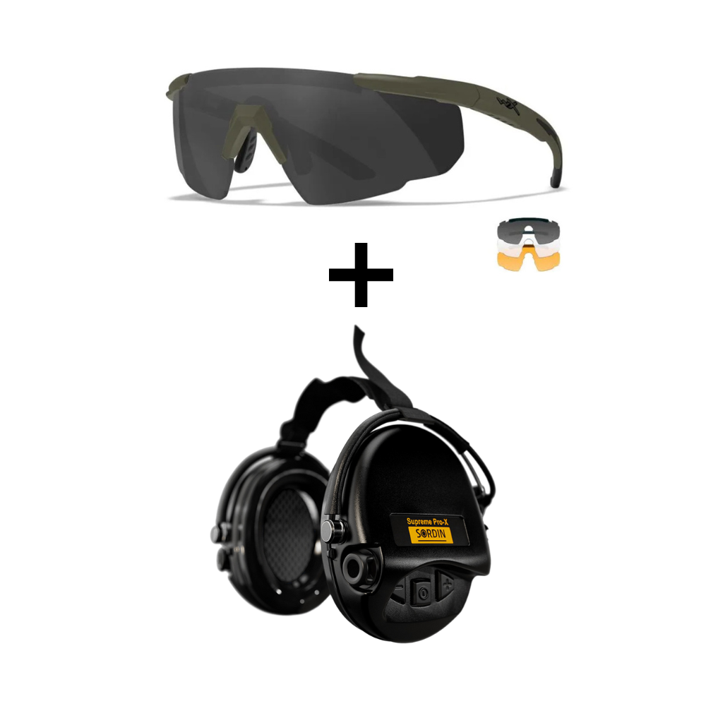 Pack de protection individuelle de tir 3.0 avec lunettes balistiques interchangeables et casque anti-bruit professionnel