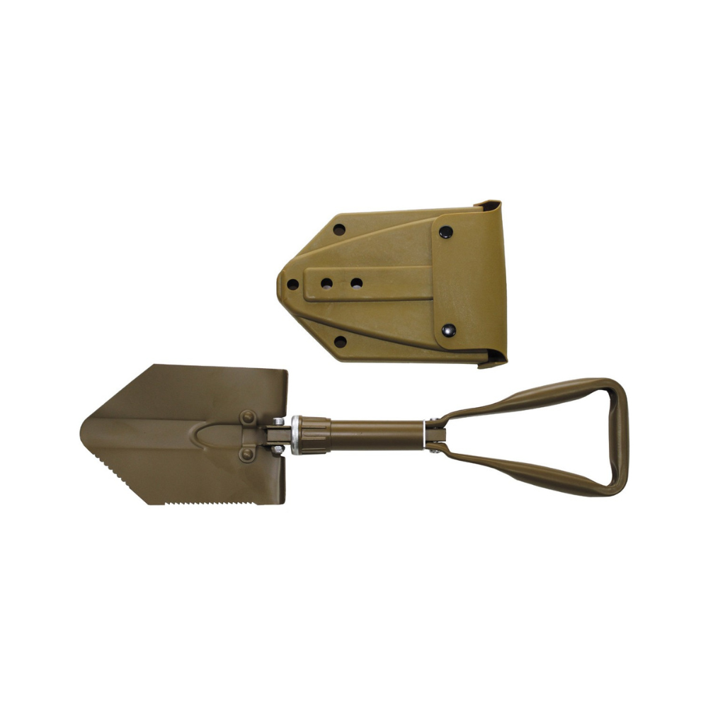 Pelle pliable de haute qualité avec manche et lame en acier, utilisable comme houe, démontable en 3 pièces, avec sac de protection et fixation pour ceinture, couleur coyote tan