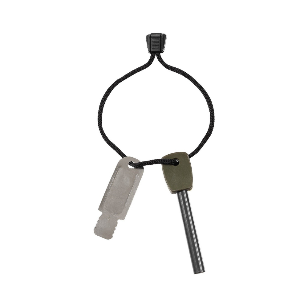 PIERRE A FEU MFH avec grattoir, cordon, longueur de barre de 6,5 cm, diamètre de 9,5 mm, longueur totale de 9,5 cm, compos