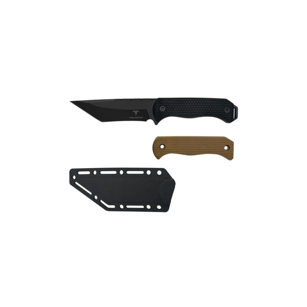 Poignard Scalpel Takumitak TKF312 avec lame tanto en acier 3Cr13, manche en FRN noir et étui compatible MOLLE