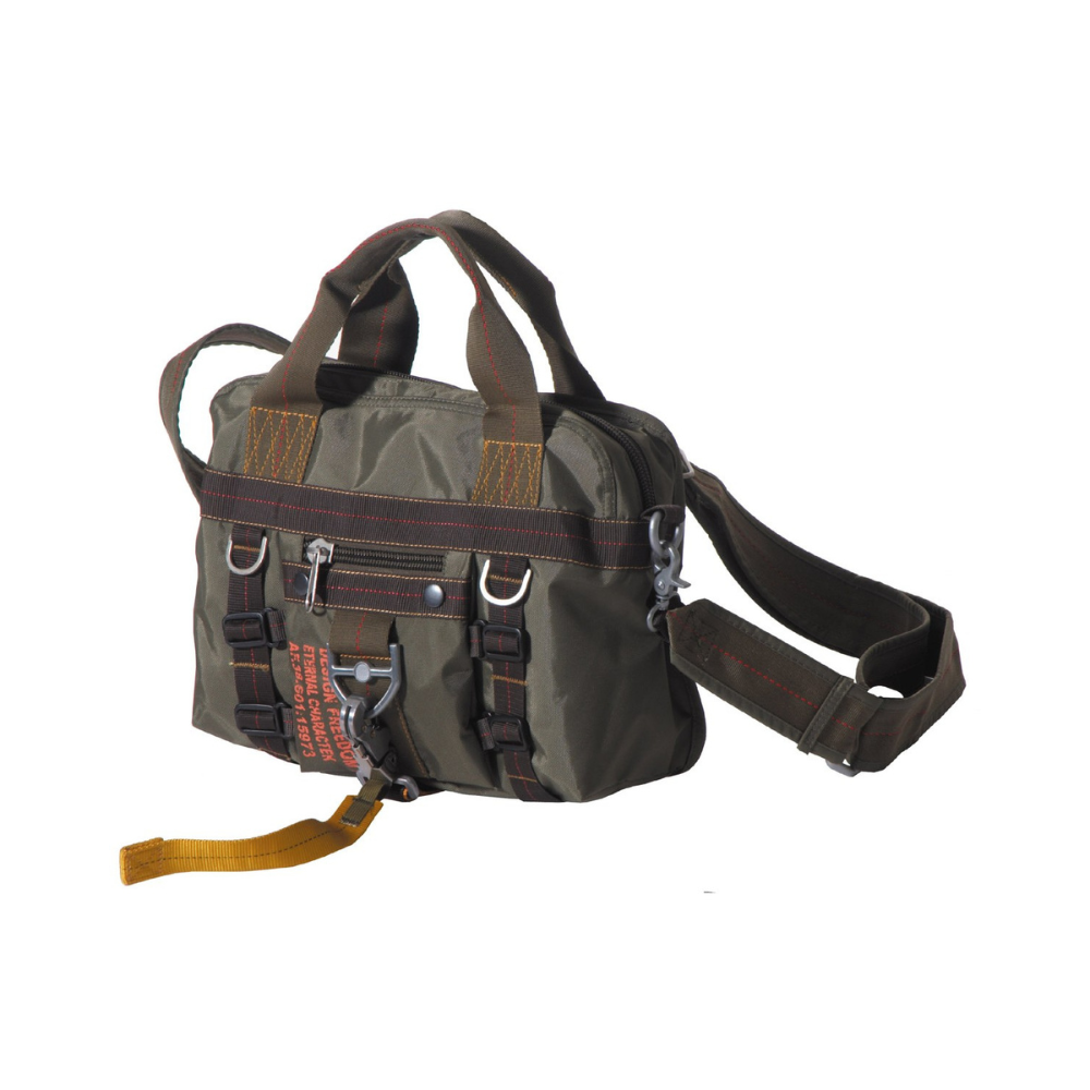 Sacoche en nylon PT kaki avec mousqueton, bretelles ajustables, multiples poches et fermetures éclair | MFH