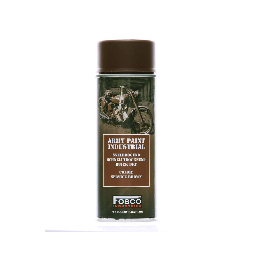 Bombe de peinture Fusco 400ml pour usage militaire, séchage rapide et compatible avec toutes les surfaces