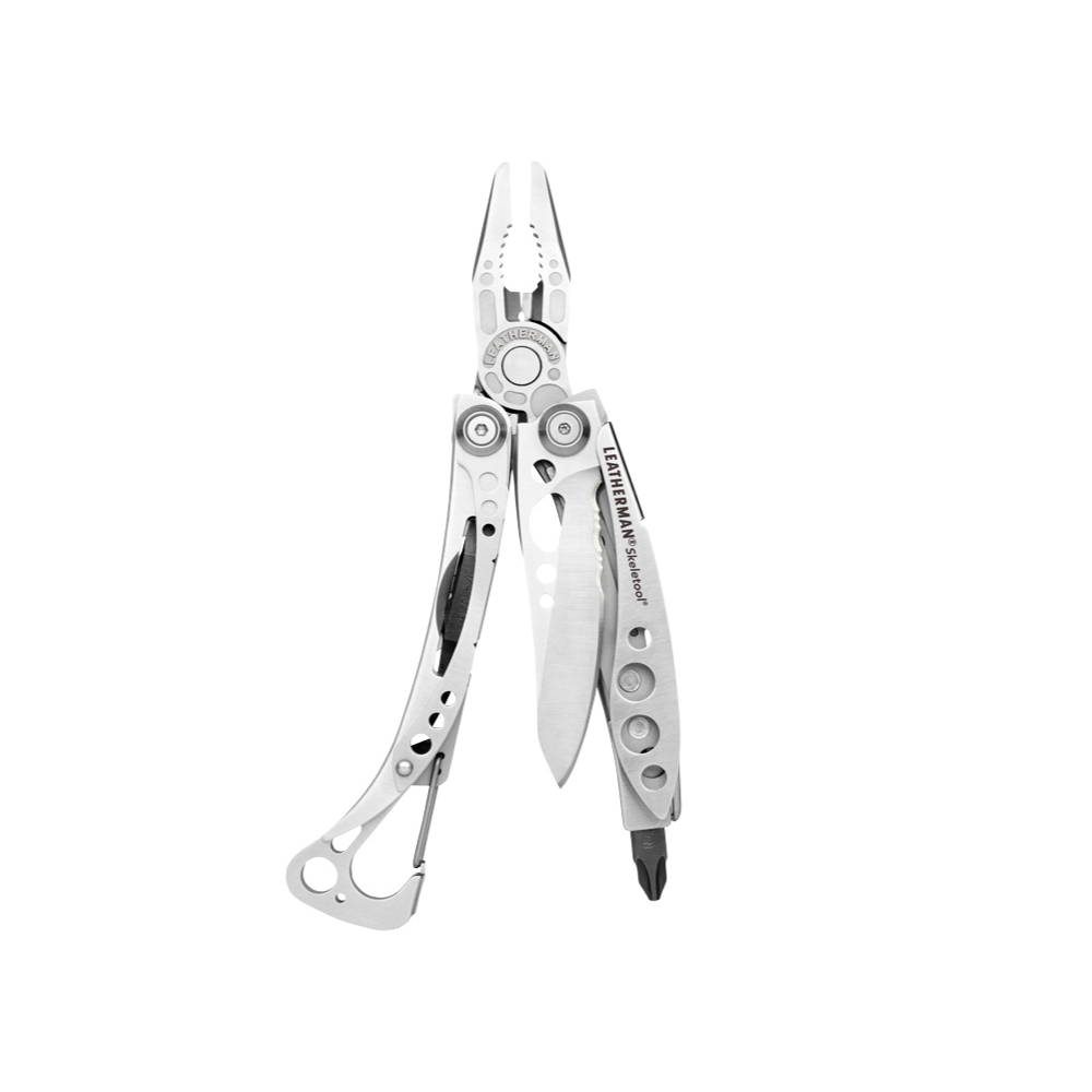 Leatherman Skeletool 7 outils multifonctions comprenant une pince, un couteau, un mousqueton et plus encore, idéal pour les activités en plein air