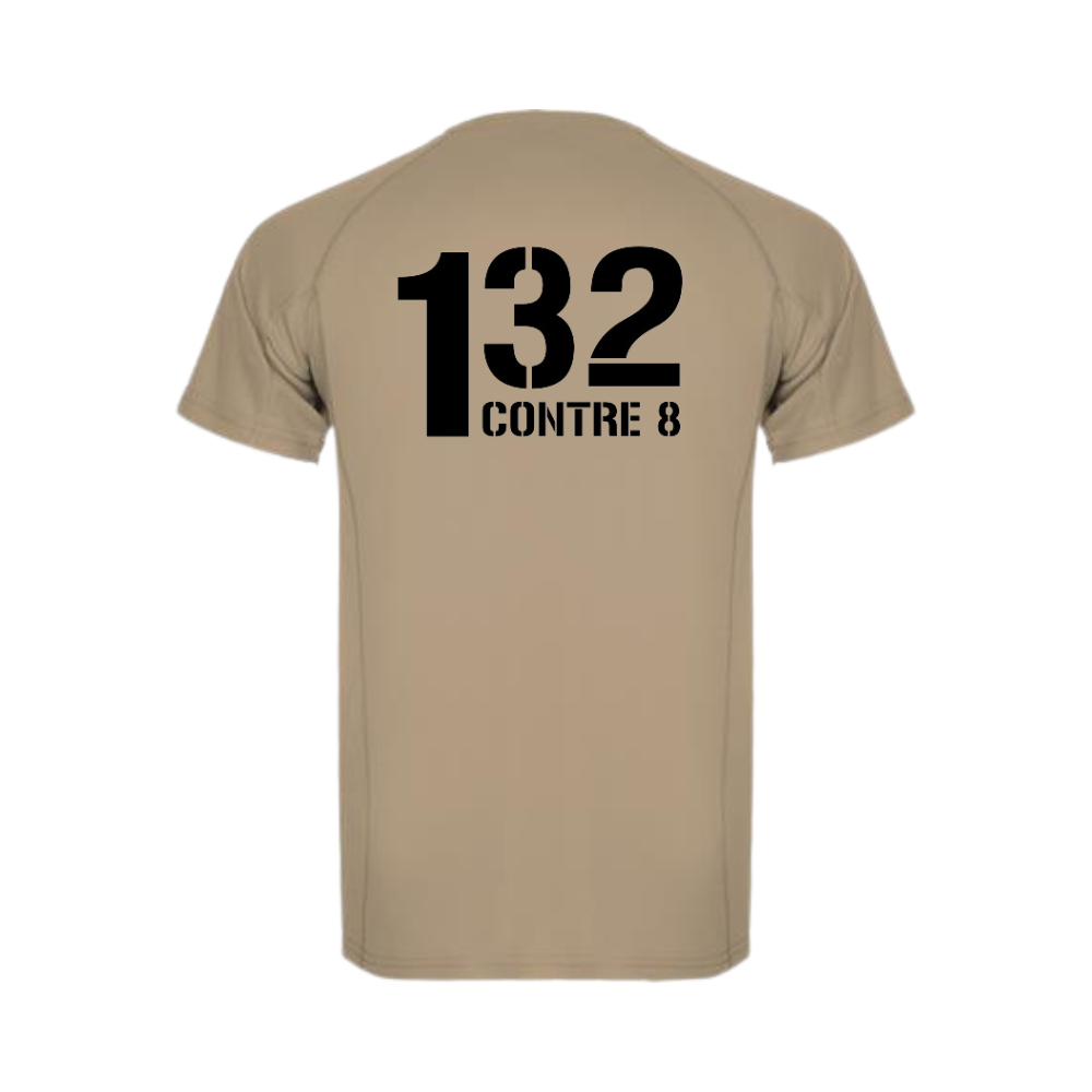 t-shirt 132 1 Contre 8 Désert avec clin d'oeil au 132ème Régiment d'Infanterie Cynotechnique, identique à ceux de l'Armée française