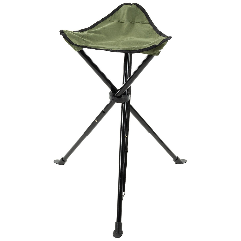 Tabouret trépied pliable vert olive pour camping Fox Outdoor avec cadre métallique robuste