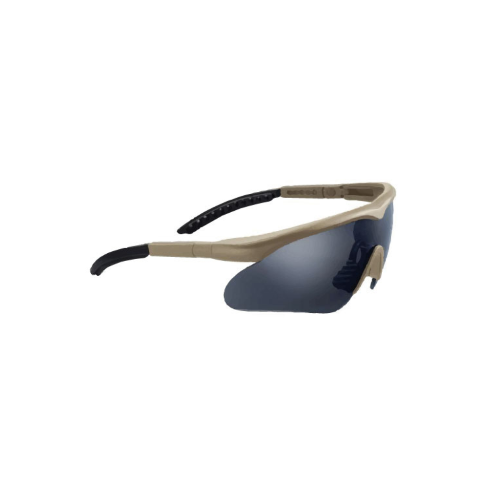 Swiss Eye Raptor Lunettes balistiques avec verres interchangeables en polycarbonate, protection UV 400, anti-buée, résistantes aux rayures, branches réglables et adaptateur de clip pour vitrage