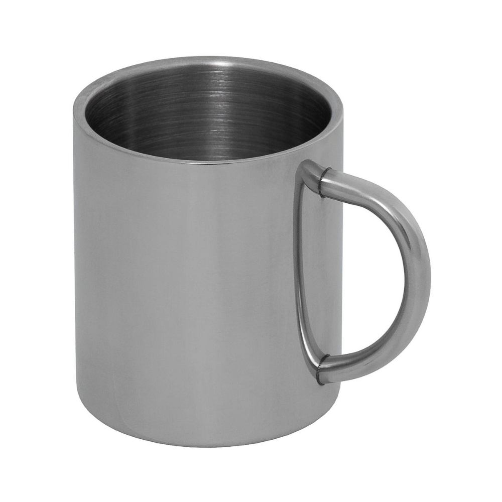 Alt tag : Tasse Fox Outdoor en acier inoxydable double paroi 250ml, dimensions 7,5 x 9 cm, poids 120g