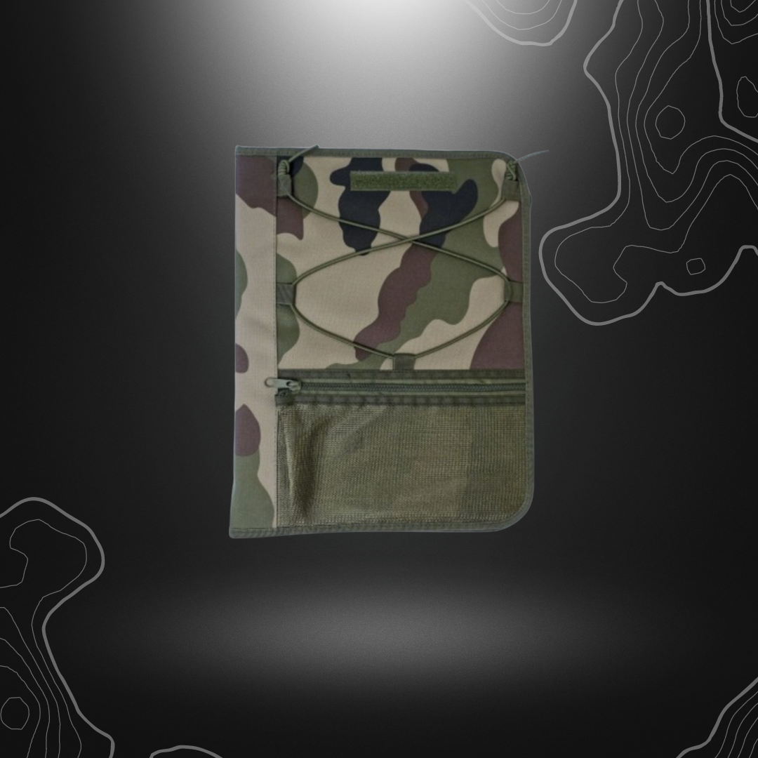 Classeur porte document A4 militaire OPEX en polyester avec poche extérieure et pochette accessoires