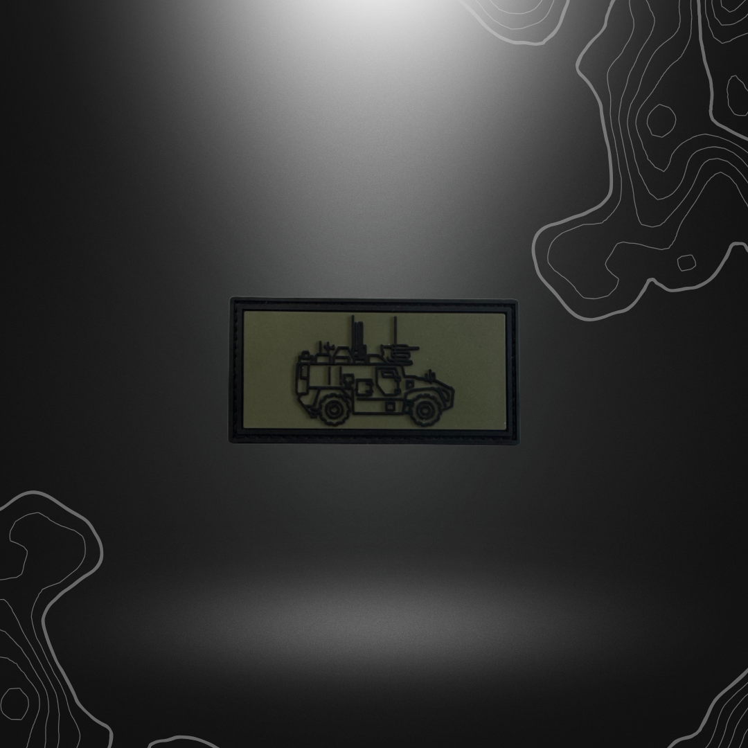 Patch brodé représentant un serval, spécialiste militaire, sur fond vert