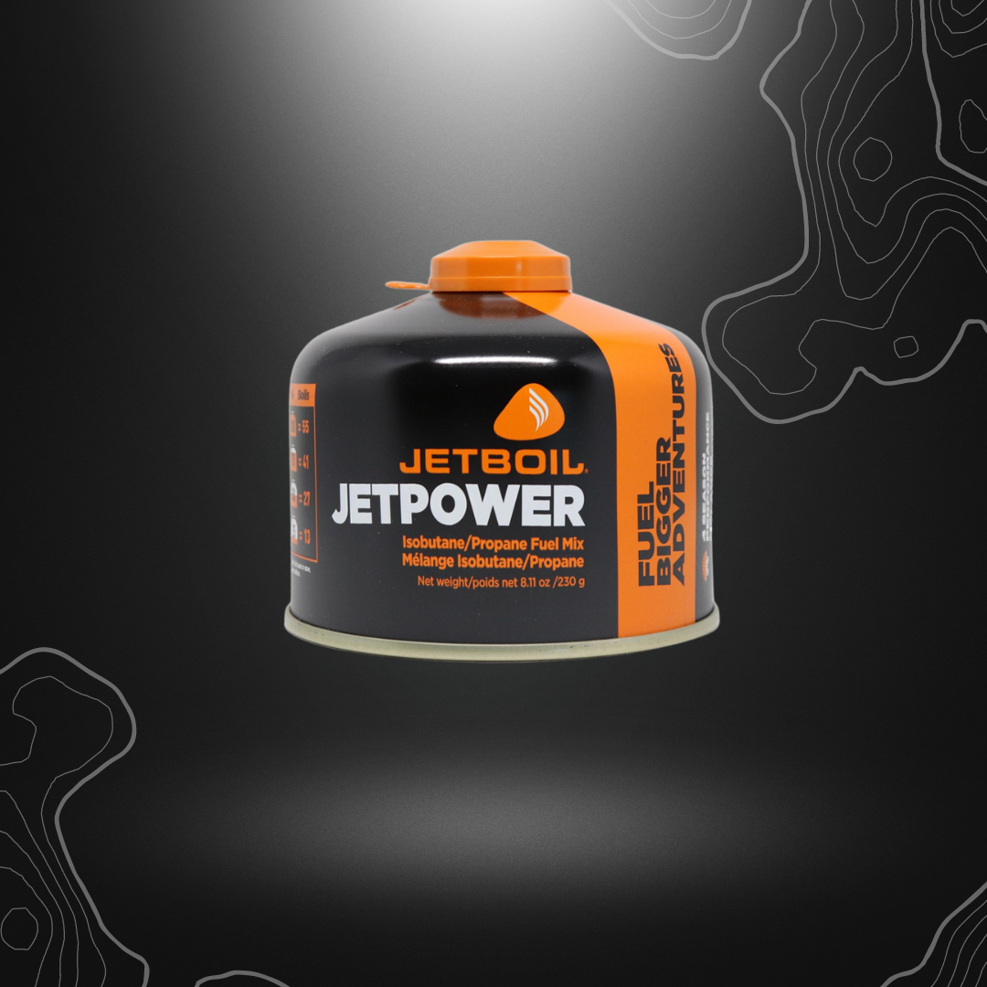 Cartouche de gaz JetPower 230gr pour réchaud Jetboil, optimisée pour une utilisation dans des conditions extrêmes et froides