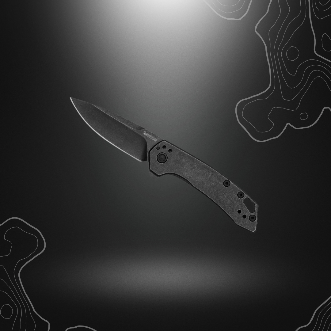 Kershaw Radar Blackwash, couteau pliant de poche avec lame en acier 8Cr13MoV, ouverture assistée SpeedSafe®, manche en acier inoxydable et revêtement blackwash