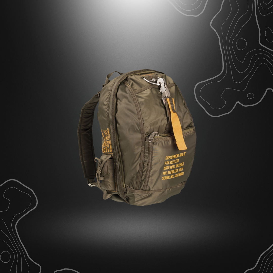 Sac à dos militaire Mil-Tec Para 6 Deployment, en nylon 100%, doublure en polyester, mesurant 44x30x12 cm et pesant 630g, avec plusieurs compartiments zippés et