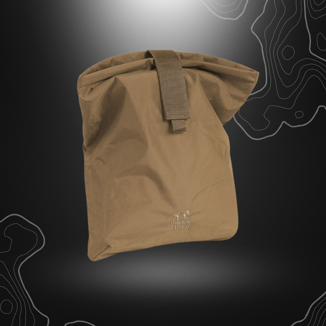 Poche de délestage TT Dump Pouch Coyote de Tasmanian Tiger en nylon 420HD, vert SGO, pour chargeurs vides et autres accessoires, avec accroche MOLLE et fermeture