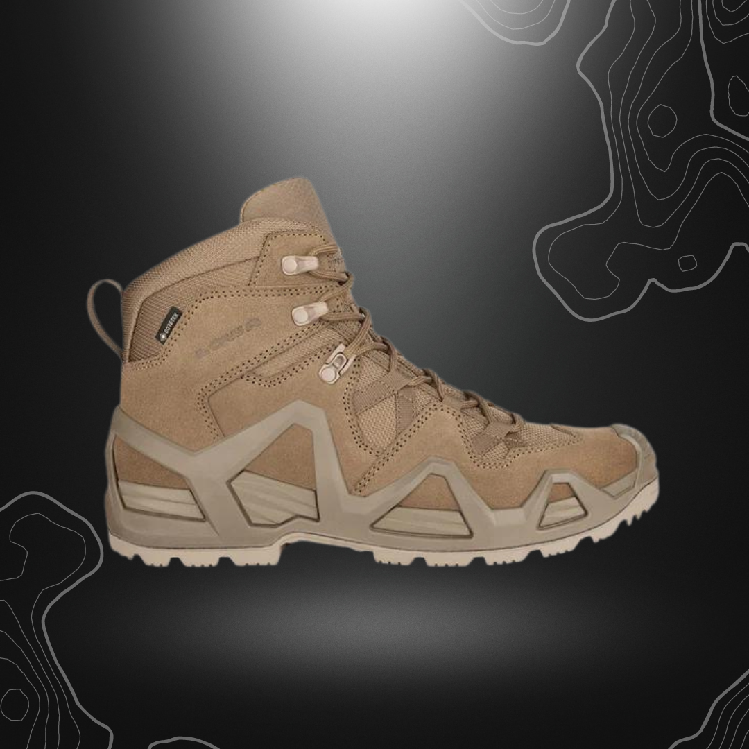 Chaussures militaires Lowa Zephyr GTX Mid MK2 en version améliorée offrant une performance et une durabilité accrues, avec des caractéristiques techniques exceptionnelles.