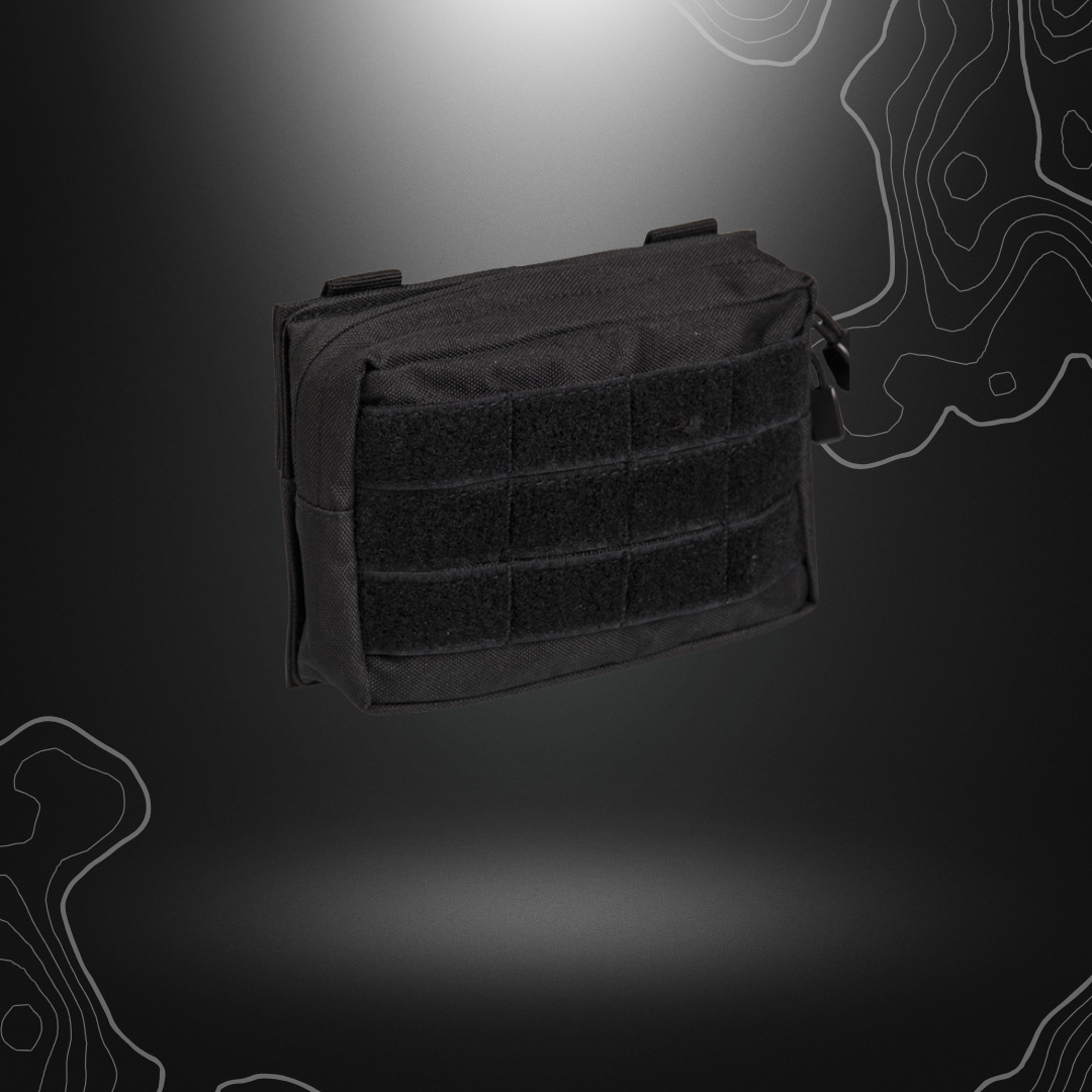 Pochette modulaire noire Mil-Tec, résistante et polyvalente, idéale pour un usage quotidien et tactique, avec sangles MOLLE/PALS et panneau velcro pour fixation d'écus