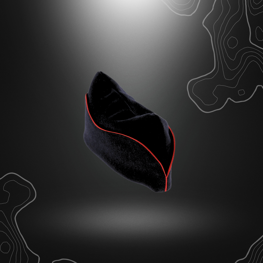 Calot bleu marine avec soutache rouge pour troupes de marine