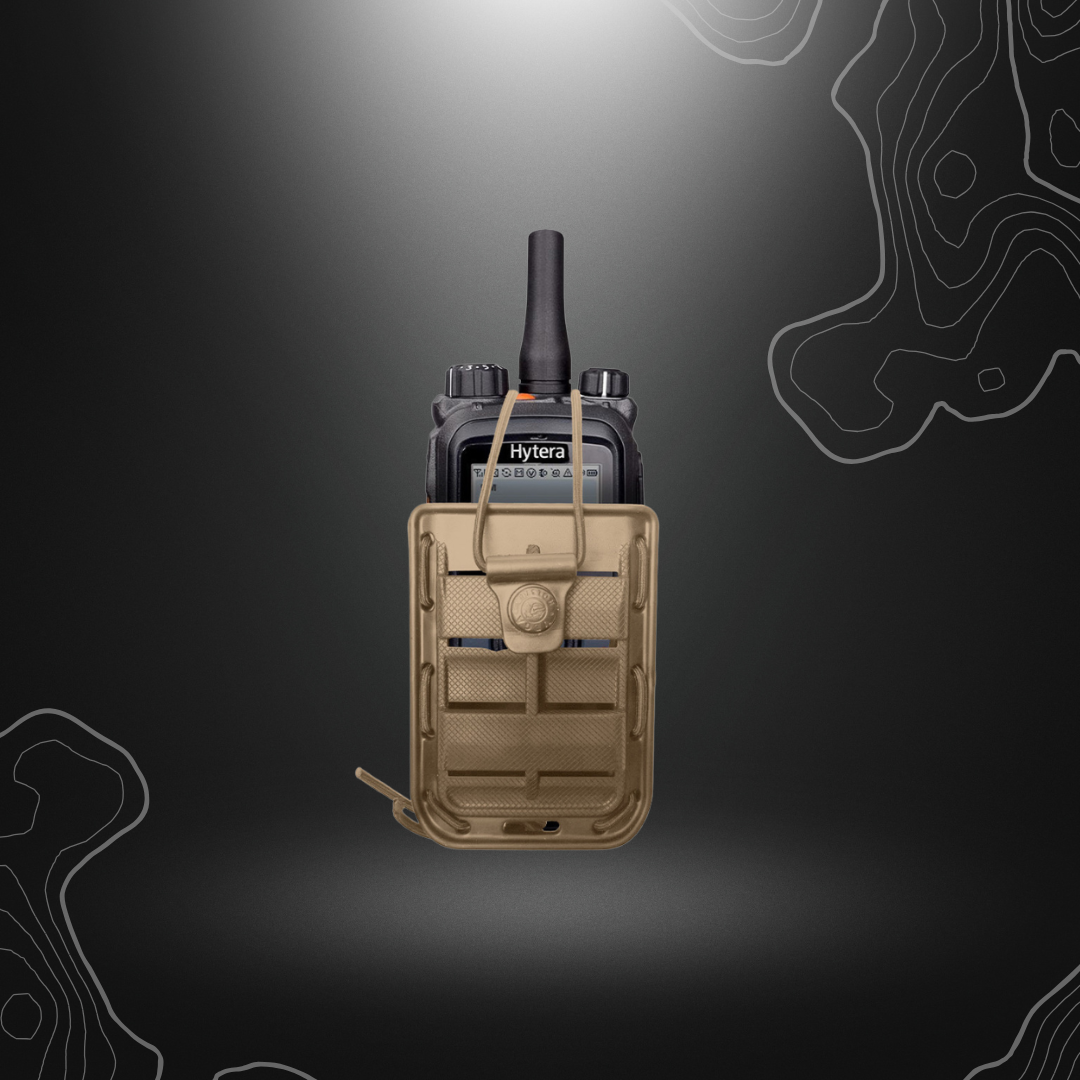 Porte-radio BOUNGY 8BL19 de VEGA-HOLSTER en polymère injecté thermo-moulé, compatible avec toutes les radios jusqu'à 5,5 cm de largeur, avec fixation ceinture/ce