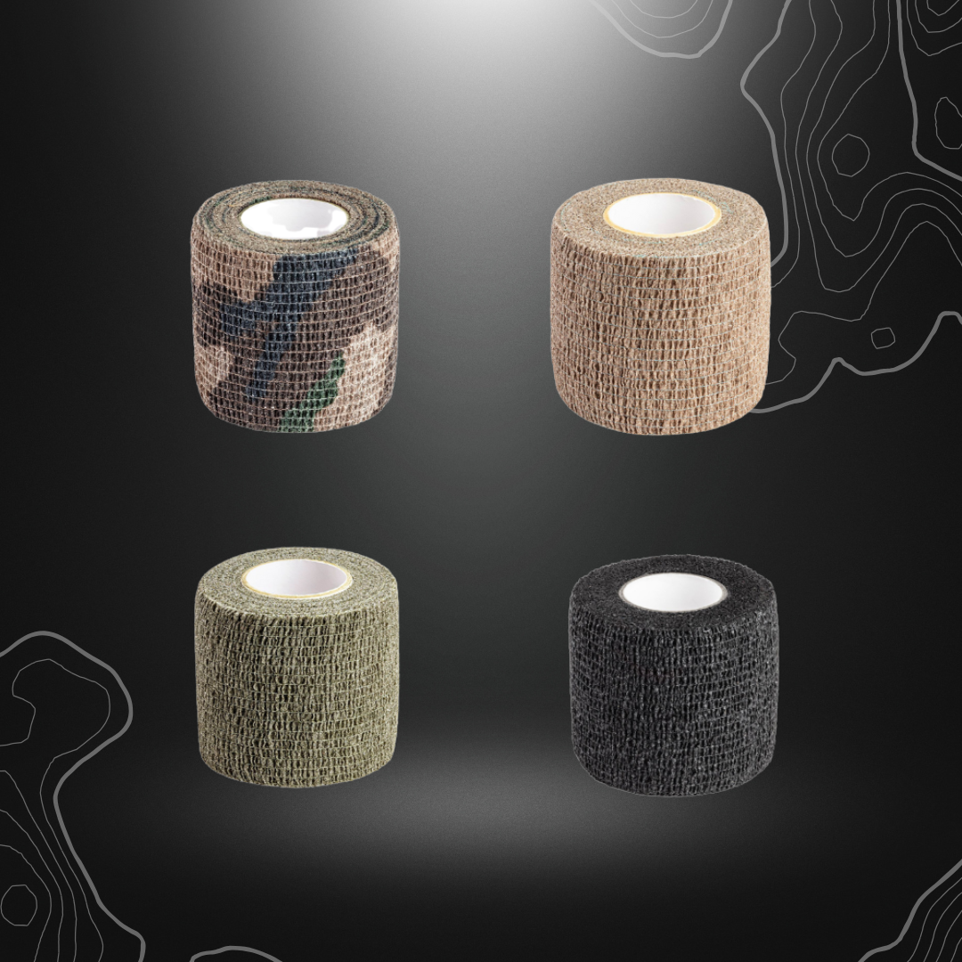 Image de bande auto-grippante noire de 5cm x 4.50m, résistante à l'eau, réutilisable, avec protection anti-rayures et anti-reflets, idéale pour missions et biv