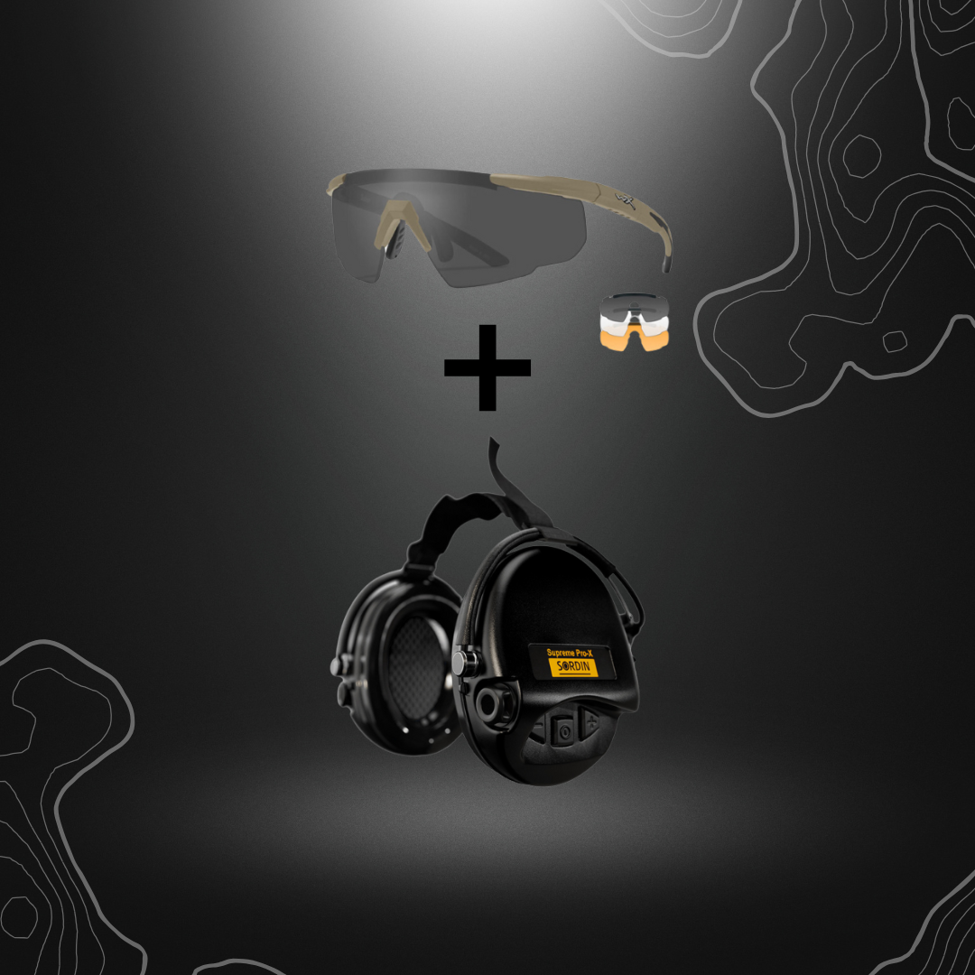 Pack de protection individuelle de tir 3.0 comprenant des lunettes balistiques interchangeables WileyX et un casque anti-bruit Supreme Sordin