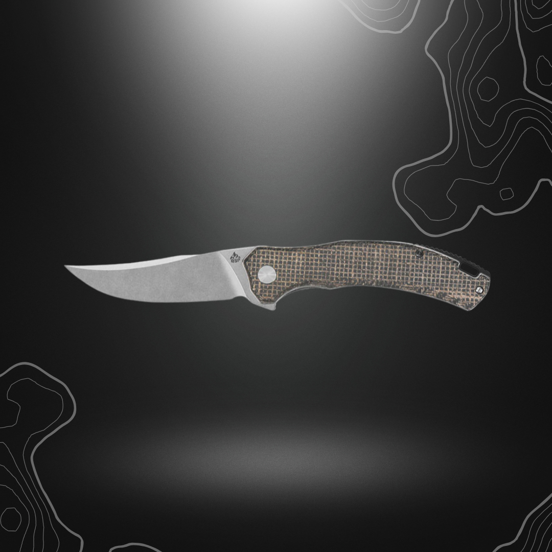 Manche en micarta marron du couteau pliant Walrus Dark Brown Rough QS151B1 QSP, avec clip de transport